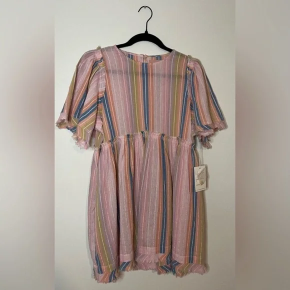 Show Me Your Mumu Brooks Babydoll Mini Dress Paradise Stripe Small NWT Cotton - Picture 2 of 14